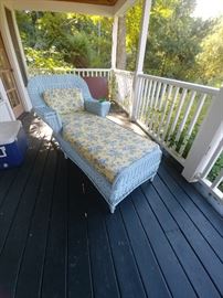 Beautiful wicker chaise lounge with cup holder gently used 150