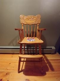 Oak pressed back high chair $20
Sold