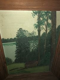 Antique Oil Painting on Canvas in original wood frame. 
