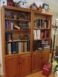 Pair of pine bookshelves with cabinets-sold separately