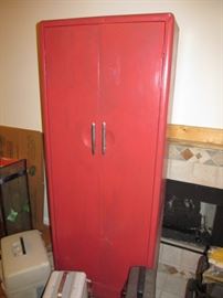 Vintage red metal cabinet