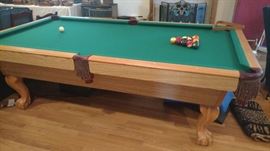 Steepleton pool table with ping pong table top, balls, cue sticks, cue rack-only used once. The felt is in excellent condition.