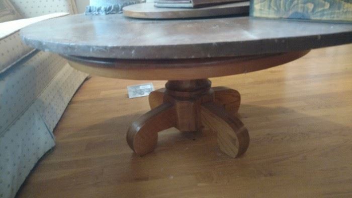 Round coffee table with a built in Lazy Susan