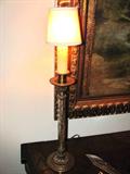 Antique French Intaglio Glass Pair of Candelstick Lamps