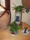 Oilve Jar and Salt Glaze Indian Head Vase