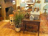 18th century English Oak Table and Folk Art Church