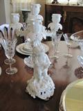 Pair of Sitzendorf Blanc de Chine Candelabras