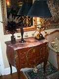 Matching Pr. of Antique Italian Commodes, Bronze Lady, Fredrick Cooper Lamp