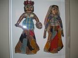 Pr. of Old Indonesian Puppets incased in Lucite Frame