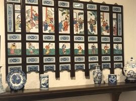 Antique Chinese Procelain/Wood Screen in great condition.