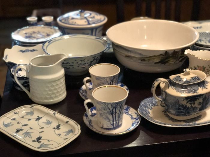 Blue & White Chinese and English Serving ware.