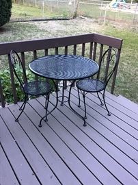 Small black Metal table & 2 chairs