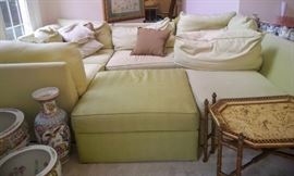 Sofa can be a pit, or an L, totally modular single pieces.  Ottoman is a nice match