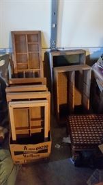 WOODEN DISPLAY BOXES OR SHADOW BOXES PLUS 2 WOOD CRATES