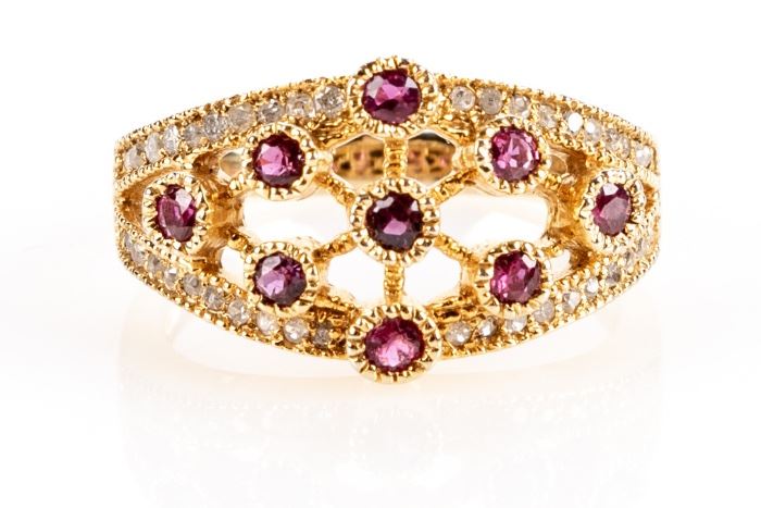 DIAMONDS AND RUBIES RING IN 14K SIZE 7 Item #: 89102