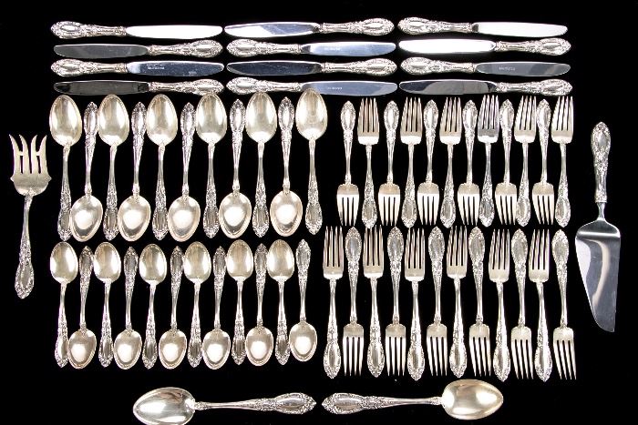CASED TOWLE STERLING SILVER FLATWARE SERVICE FOR 12- "KING RICHARD" PATTERN Item #: 89137