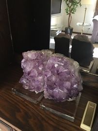 Huge quartz crystal bookends.
