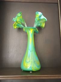 Modern art glass vase with flowers