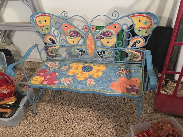 Fabulous mosaic butterfly bench.