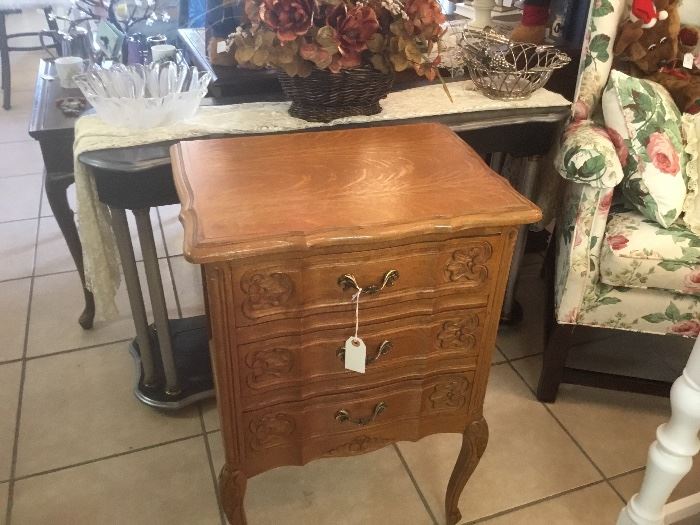 Antique French 3 Drawer End Table