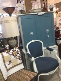 Vintage painted Armoire - Antique Chairs