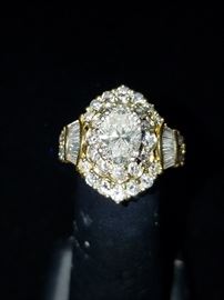3 Carat Diamond Ring in 18k Gold ( 1.5 carat center stone)