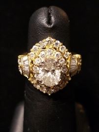 3 Carat Diamond Ring in 18k Gold ( 1.5 carat center stone)