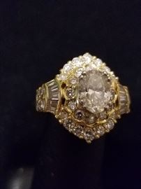 3 Carat Diamond Ring in 18k Gold ( 1.5 carat center stone)