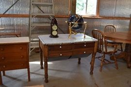 enamel topped possum belly kitchen cupboard.      Globe
