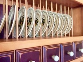 Metlox California Poppytrail Green Rooster Dish Set