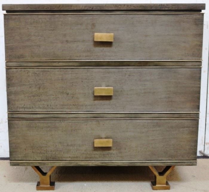 Modern History 3 drawer chest on brass leg