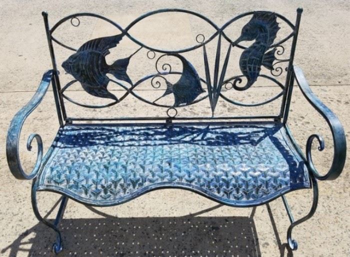 Sea life iron bench