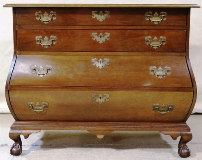 Chippendale bombe 4 drawer chest