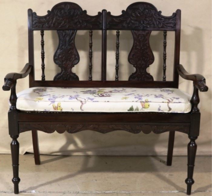 Rosewood carved settee