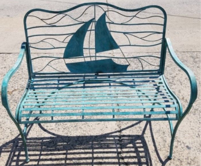 Metal sailboat bench