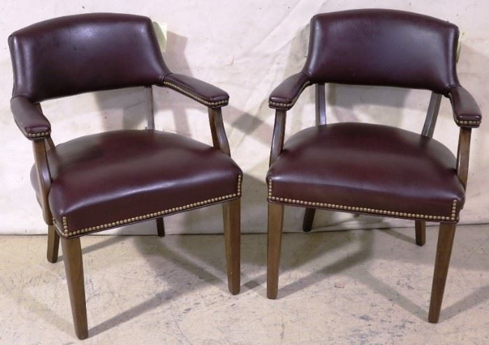 Pair leather arm chairs