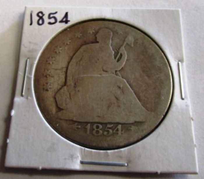 1854 seated half dollar