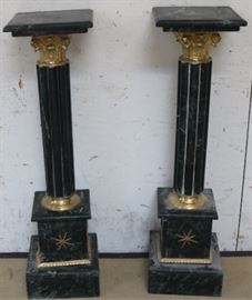 French brass & marble pedestals