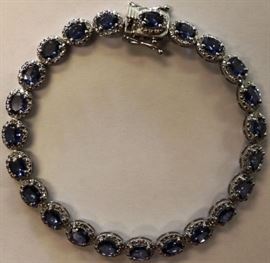 Silver Tanzanite & Diamond Bracelet Appraised $4,300