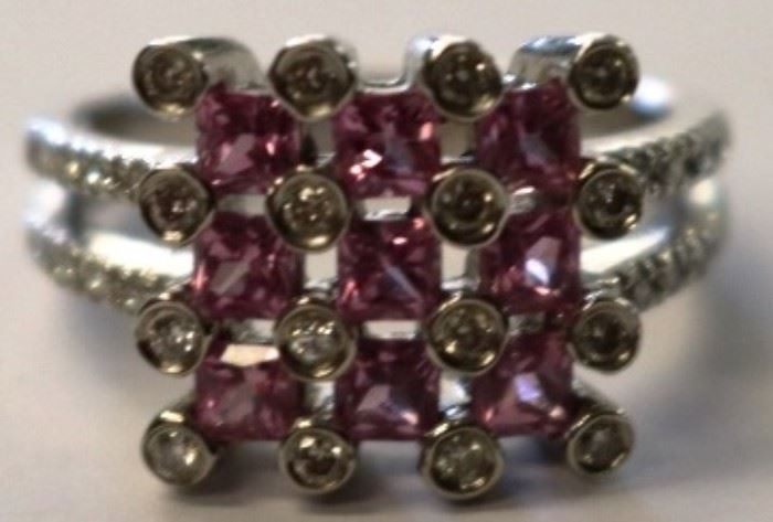 14KT Pink Sapphire & Diamond Ring  Appraised $2,937