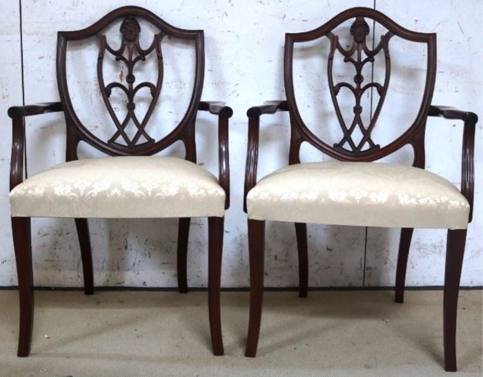 Pair Polidor shield back armchairs
