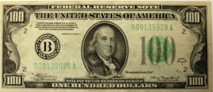 $100 1934-A Federal Reserve Note