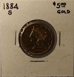 1884S $5 Gold Liberty