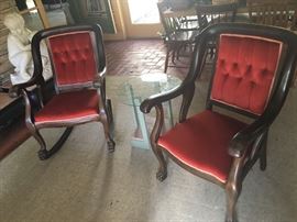 Mahogany rocker and side chair.