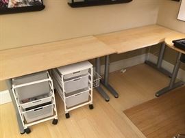 Two Work Desks with Portable Drawers
