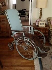 WWI Antique Wood and Metal Wheelchair