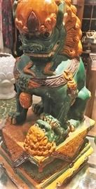 One of a pair of Sankai glazed Chinese 19th c  lion dogs 