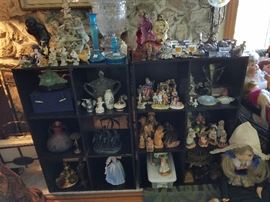 antique napkin rings, crystal, antique  antique figurines, antique lamps  