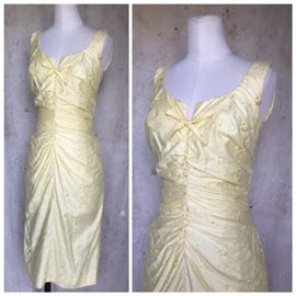Fredricks Yellow Wiggle Dress 1950s 