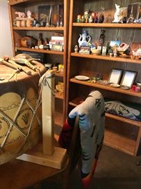Oak Bookcases, Decoratives, Large Native American Pow Wow Drum